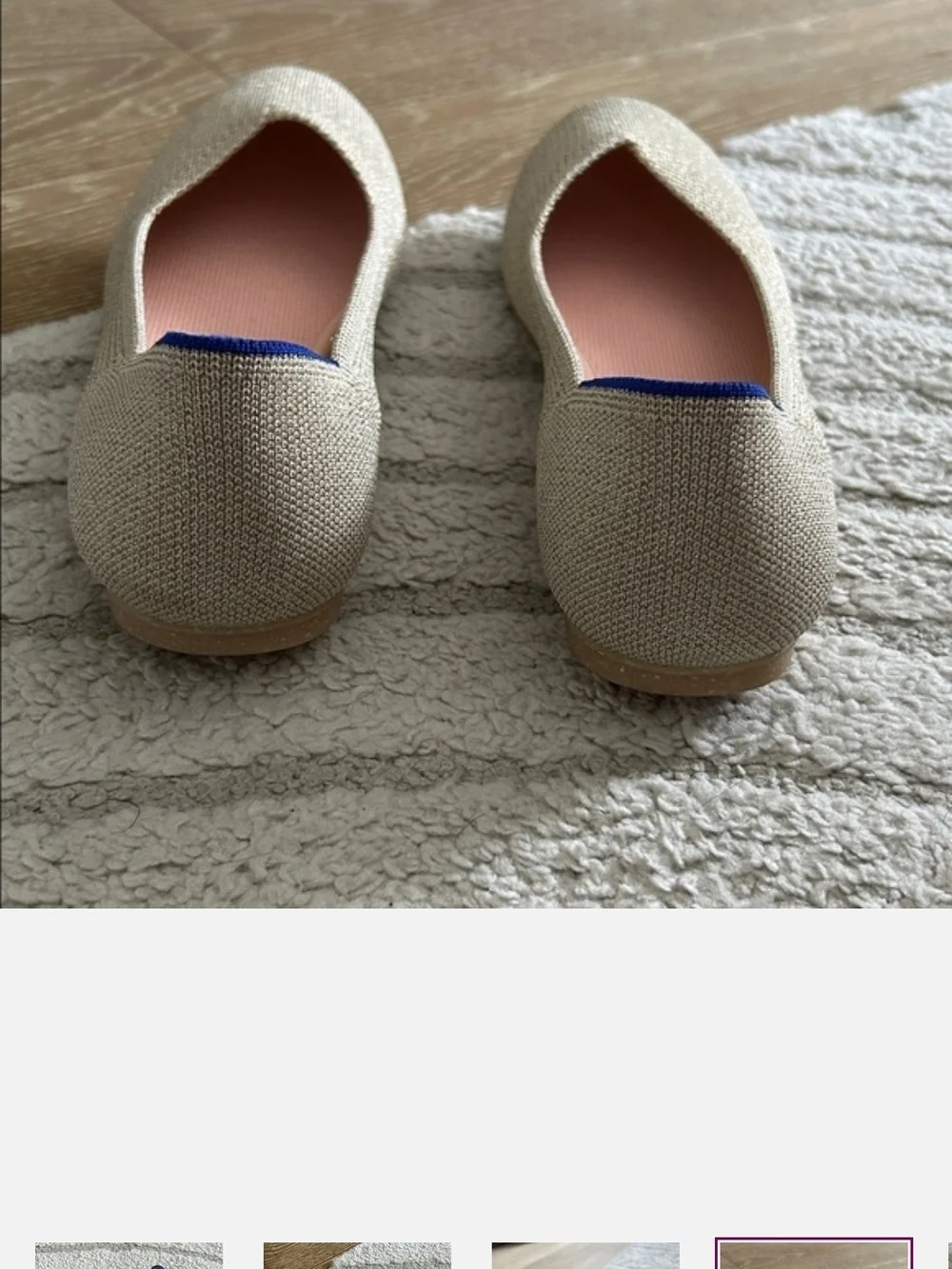 Rothy's Beige Metallic Knit Ballet